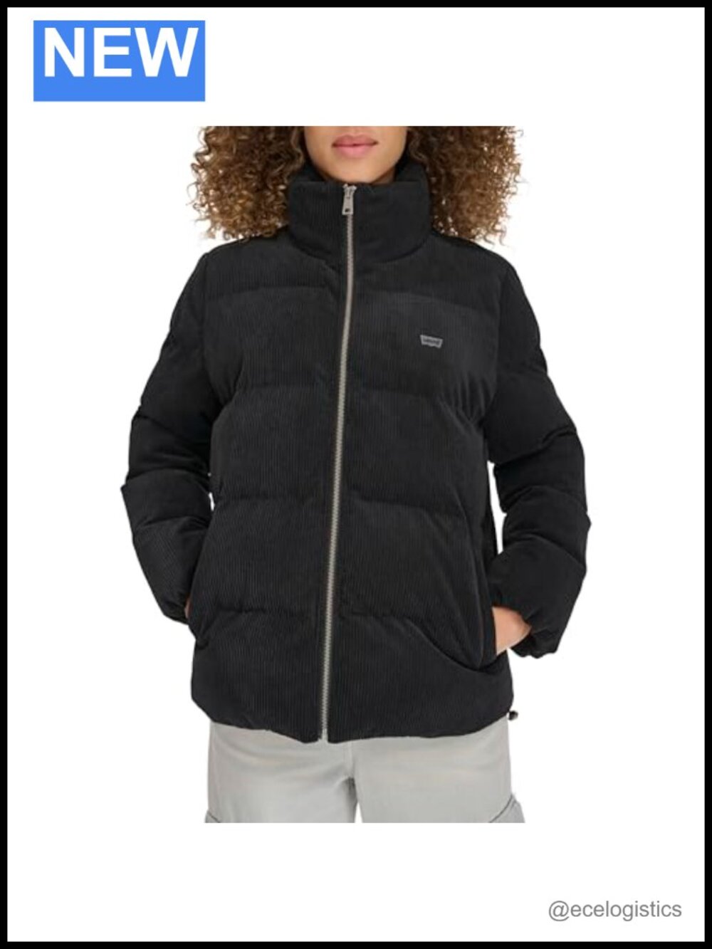 Corduroy Puffer Jacket Cropped Quilted Zip Up Long Sleeve